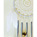 Dreamcatcher - Indiaans -Mooie gehaakte dromenvanger met mandala en windgong ongeveer 55CM hoog Witte veren