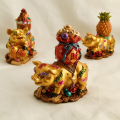 Geluksbrenger ! Feng Shui Varken zegen ,gezondheid ,schat bowl & rijkdom symbool set 3 handgemaakte & handgeschilderd