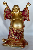 Boeddha met gekleurd stof kleding rijkdom & Langleven