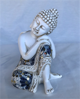 Thais slapende boeddha met stof 16x12cm