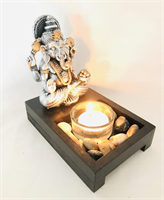 MEDITATION BUDDHA CANDLE & INCENSE HOLDER  14X12CM MATERIAL:SAND&STONE