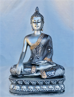 Silver color resin thai buddha sitting
