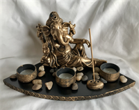 GANESHA CANDLE HOLDER 32x21x16CM MATERIAL : RESIN, WOOD ,STONE ,