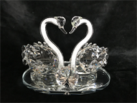 Kristal glas zwaan 2 in 1 19x13cm met met kristal glas diamant van 4.5CM
