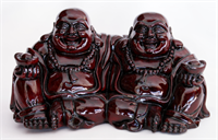 2 boeddha in 1 rood bruin