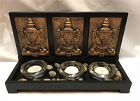 Ganesha Candle holder 28x16x11cm Material: Wood Resin Glass & Small Stone