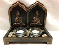 Buddha Candle holder 19.5x10.5x17cm Material: Wood Resin Glass & Small Stone
