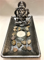 GANESHA CANDLE HOLDER 22.5x12x12CM  MATERIAL : RESIN WOOD STONE GLASS